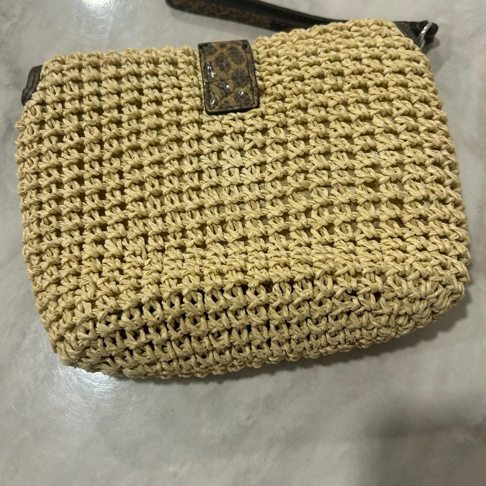 Brighton Beige‎ Woven Clutch with Snakeskin Detail
